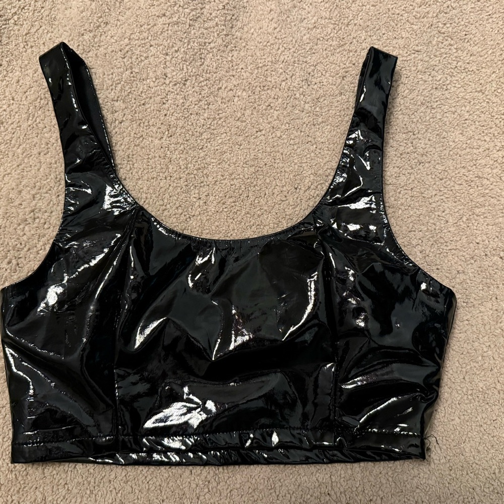 Black Bustier Crop Tank Top